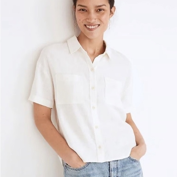 Madewell Tops - Madewell White Short-Sleeve Button-Down Shirt